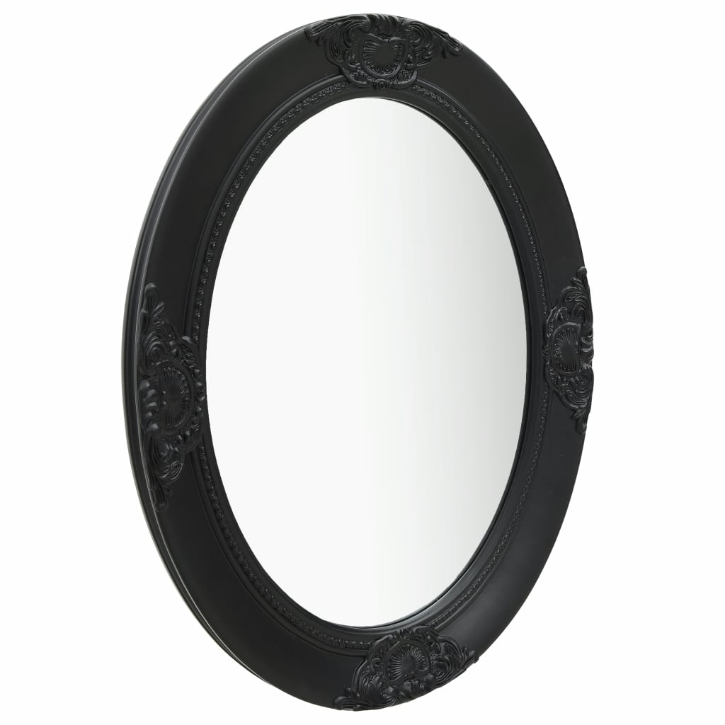 Sieninis veidrodis, juodos spalvos, 50x70cm, barokinio stiliaus