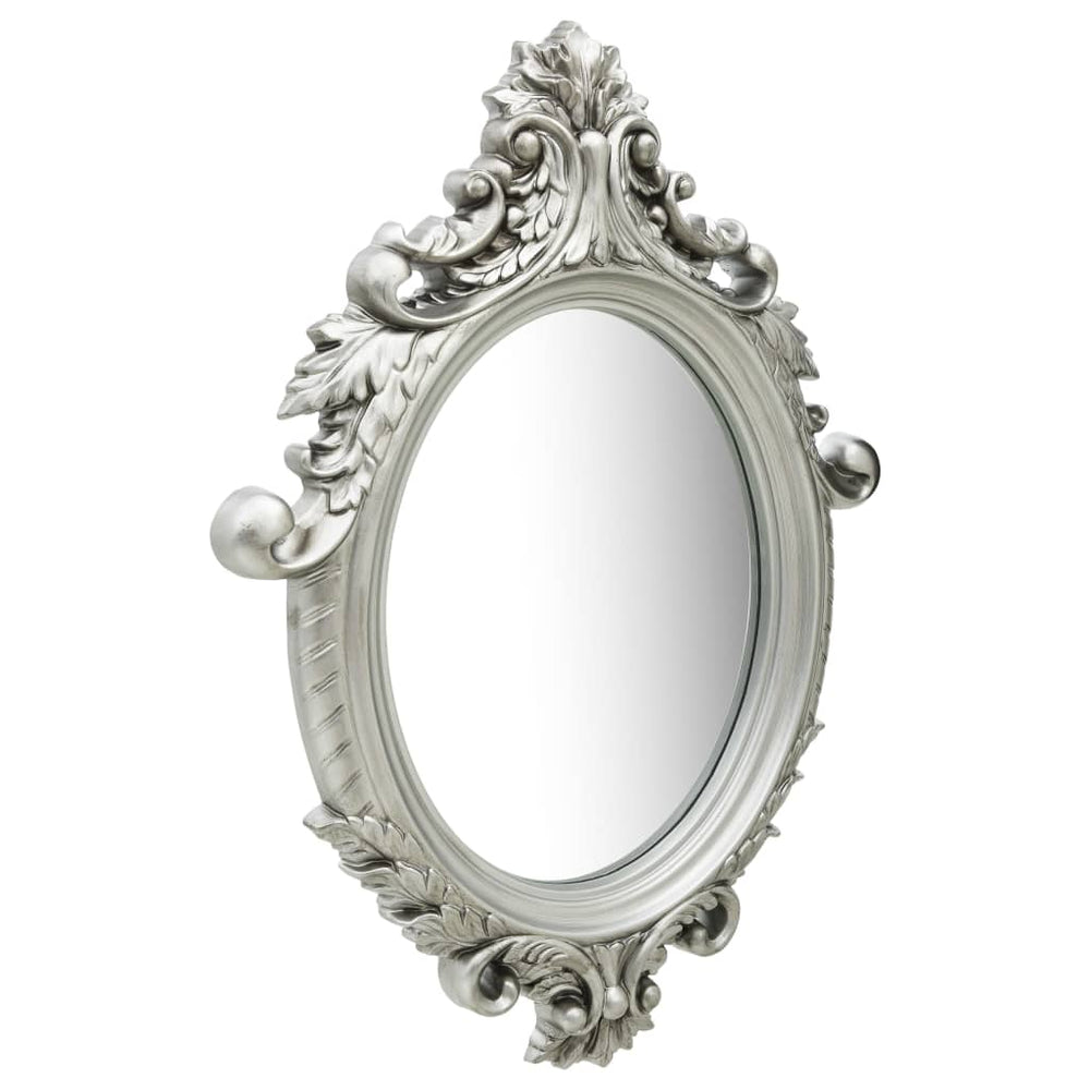 Sieninis veidrodis, sidabrinės spalvos, 56x76cm, rūmų stiliaus