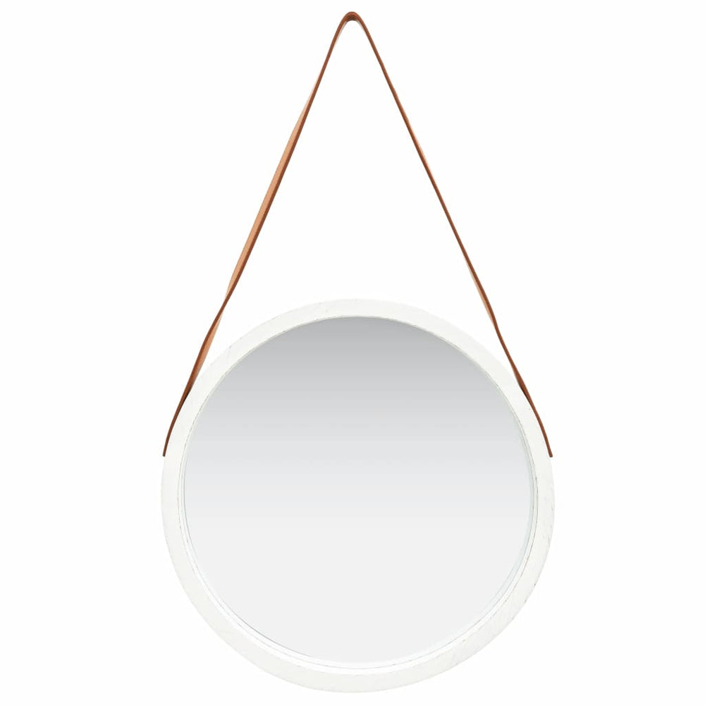 Sieninis veidrodis su dirželiu, baltos spalvos, 50cm