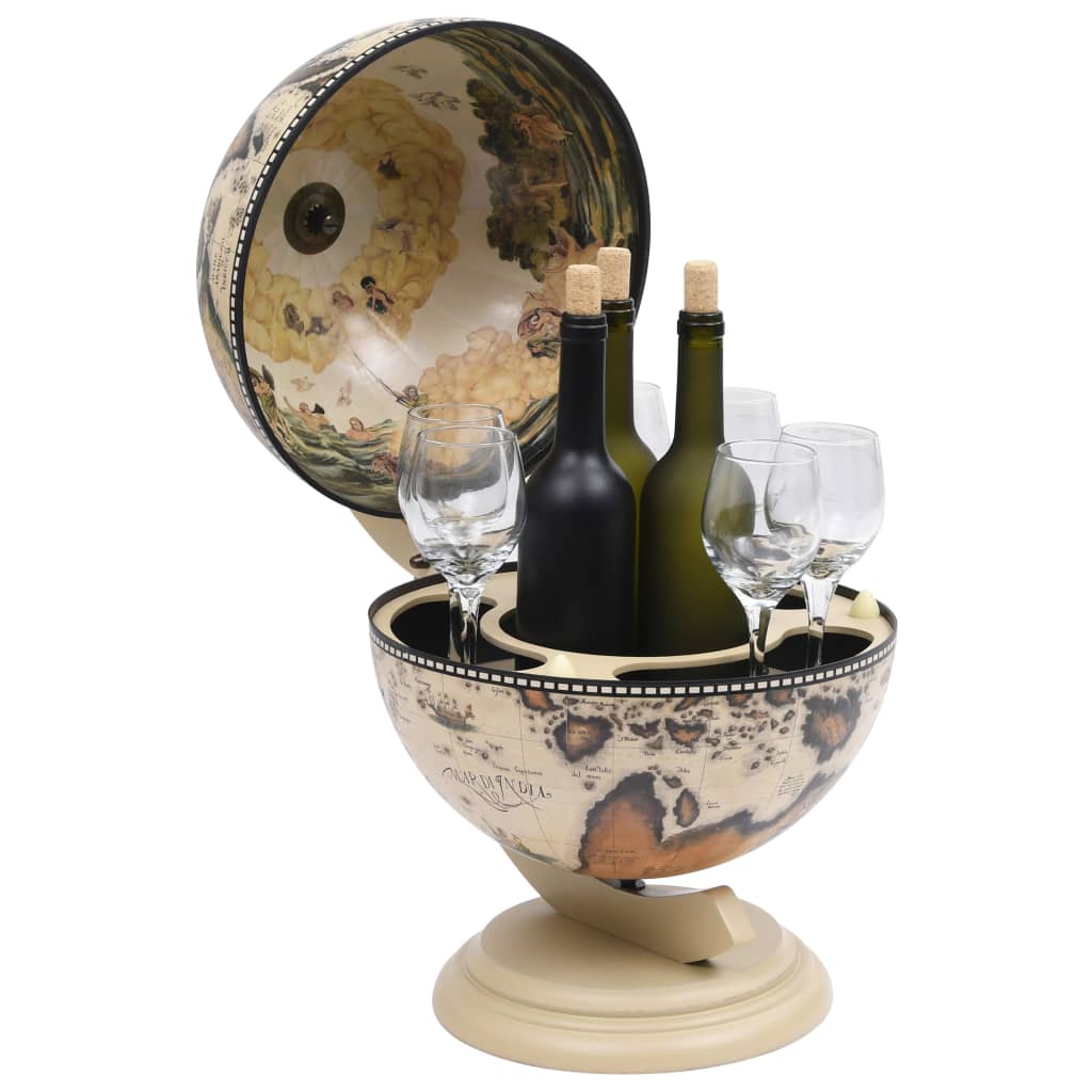 Vyno butelių laikiklis, baltas, eukaliptas, gaublio formos