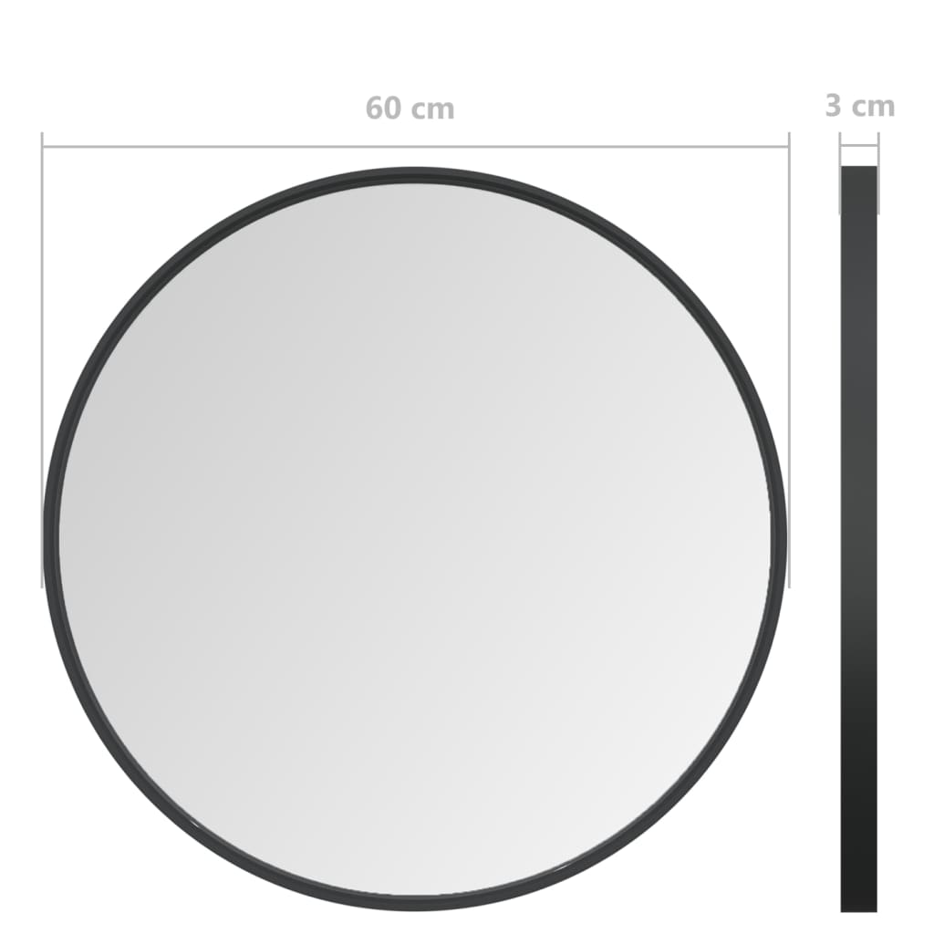 Sieninis veidrodis, juodos spalvos, 60cm
