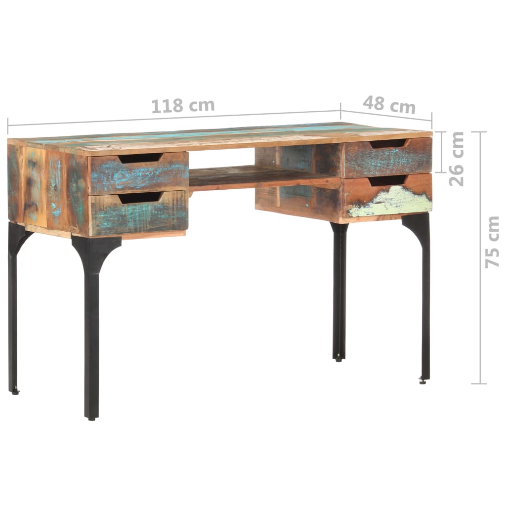 Rašomasis stalas, 118x48x75cm, perdirbtos medienos masyvas