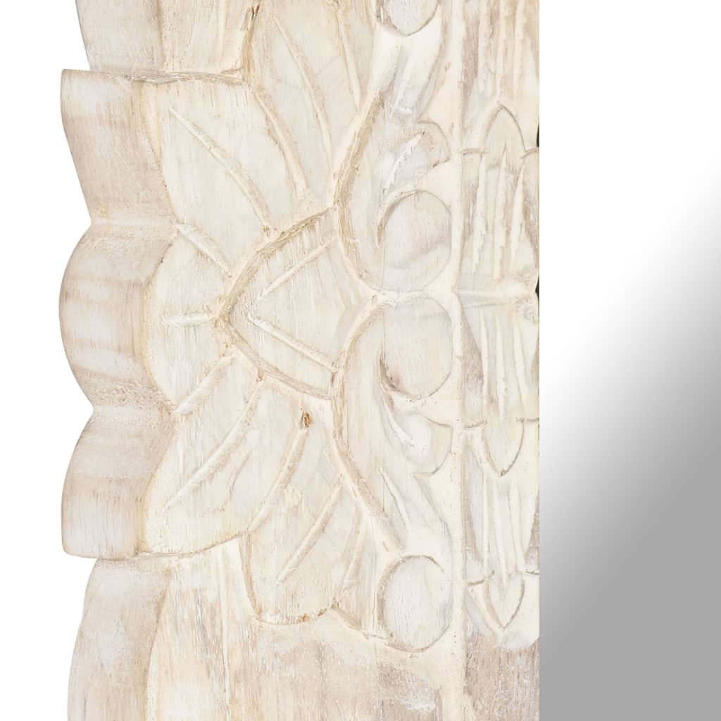 Veidrodis, baltos spalvos, 110x50cm, mango medienos masyvas