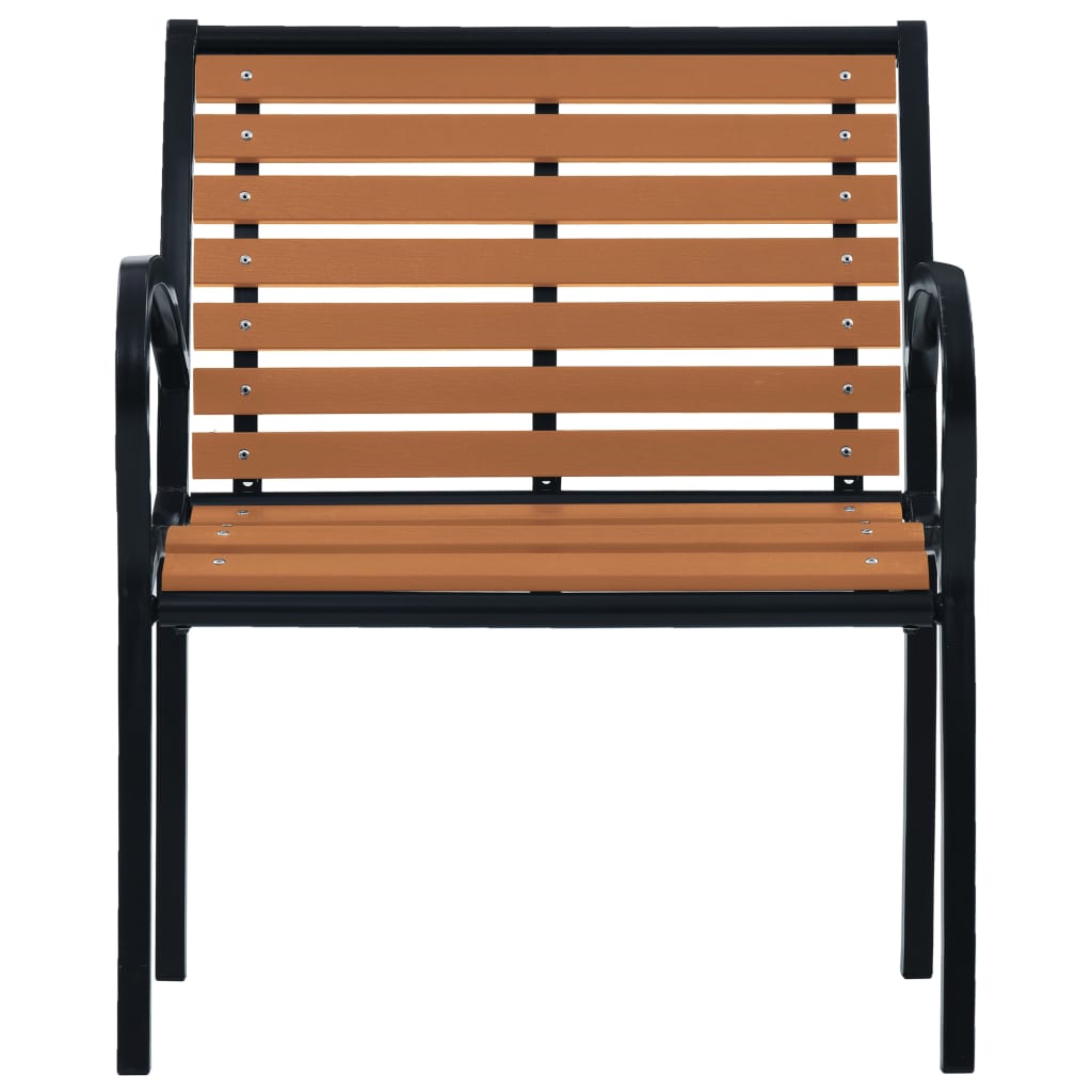 Sodo kėdės, 2vnt, juodos ir rudos spalvos, plienas ir WPC
