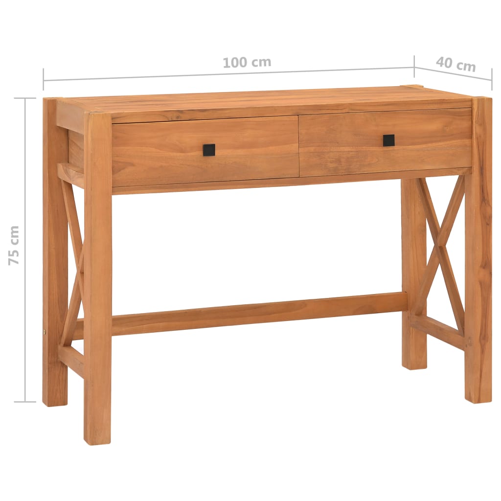 Rašomasis stalas su 2 stalčiais, 100x40x75cm, tikmedis