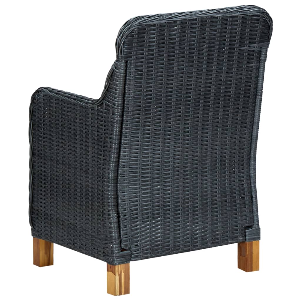 Sodo kėdės su pagalvėlėmis, 2vnt., tamsiai pilkos, poliratanas