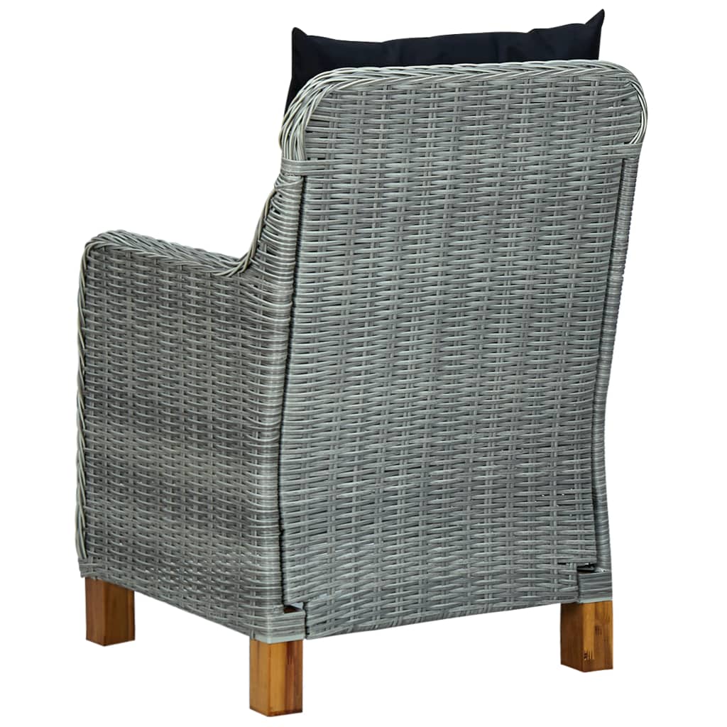 Sodo kėdės su pagalvėlėmis, 2vnt., šviesiai pilkos, poliratanas