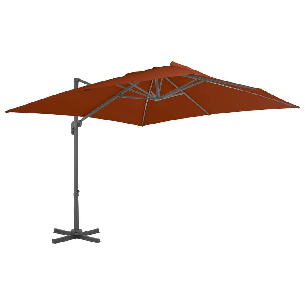 Gembės formos skėtis su aliuminio stulpu, terakota, 300x300cm