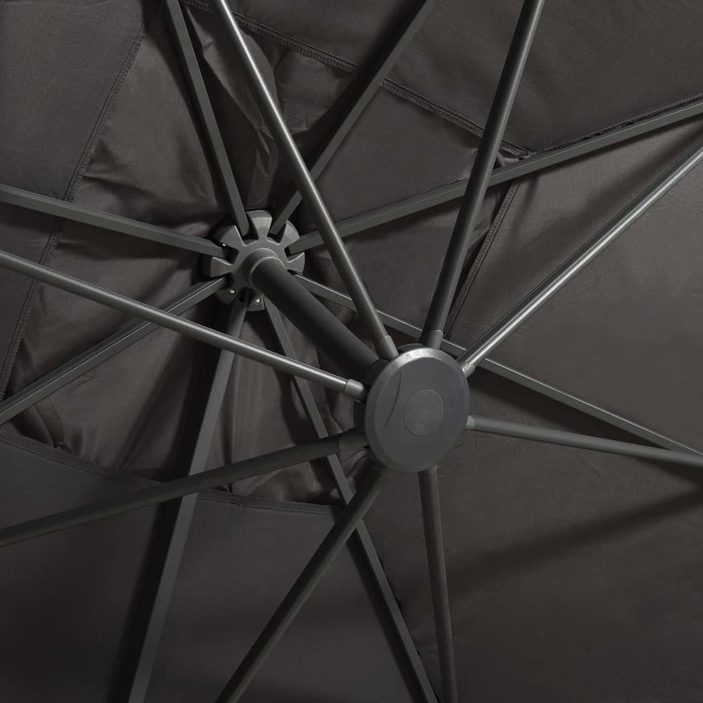 Gembinis skėtis su stulpu ir LED lemputėmis, antracito, 300cm