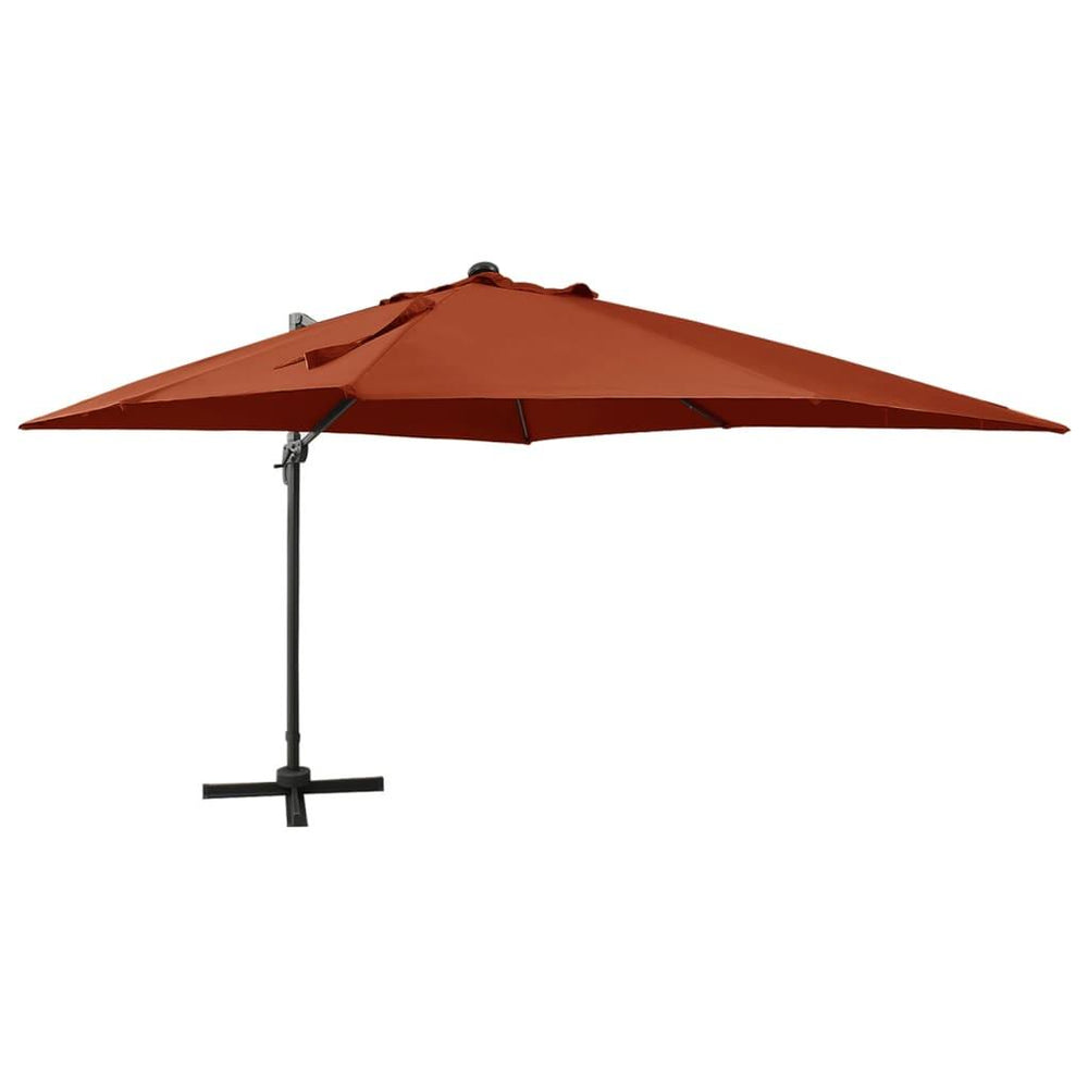 Gembinis skėtis su stulpu ir LED lemputėmis, terakota, 300cm