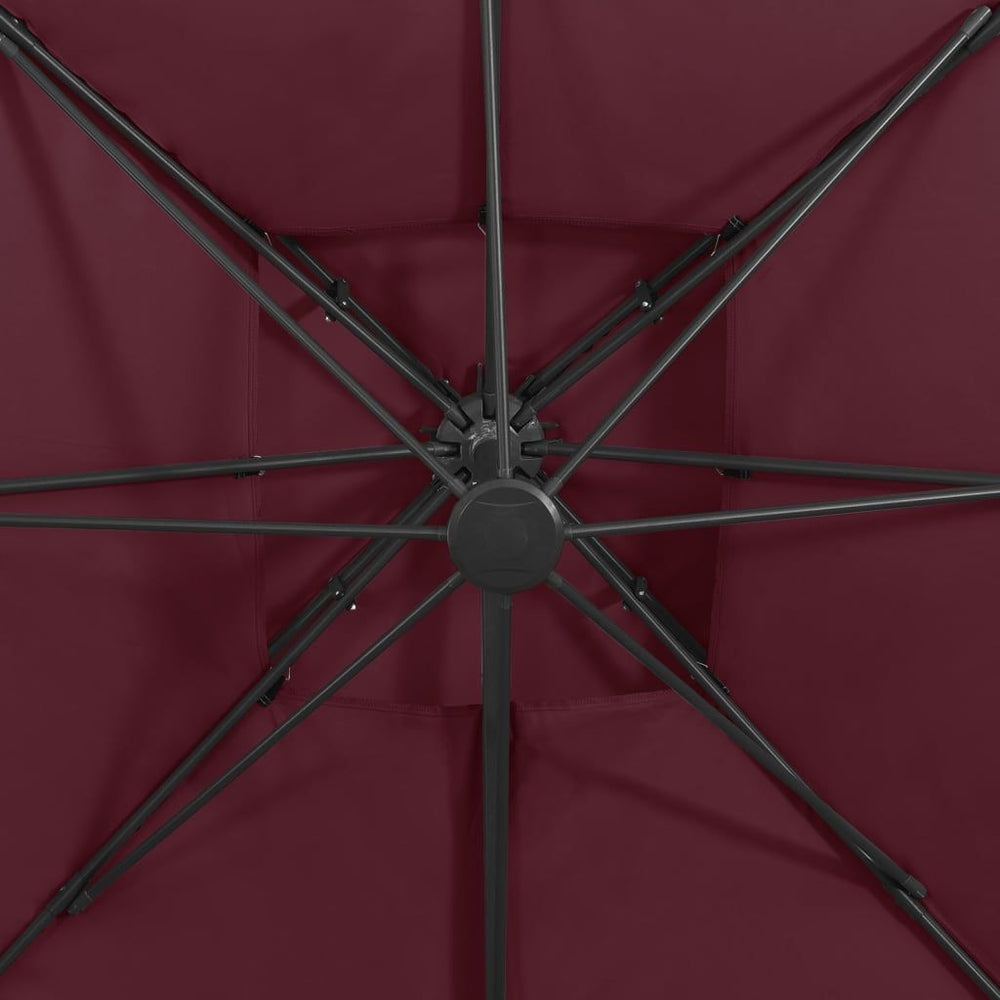 Gembinis skėtis su dvigubu viršumi, tamsiai raudonas, 300x300cm
