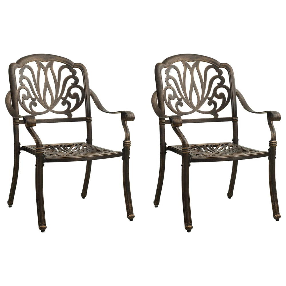 Sodo kėdės, 2vnt., bronzinės spalvos, lietas aliuminis