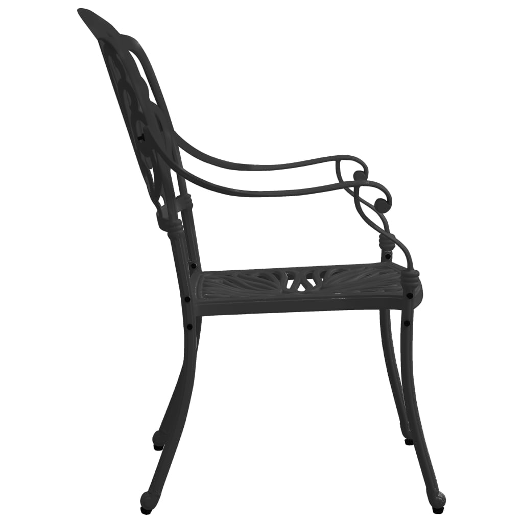 Sodo kėdės, 2vnt., juodos spalvos, lietas aliuminis