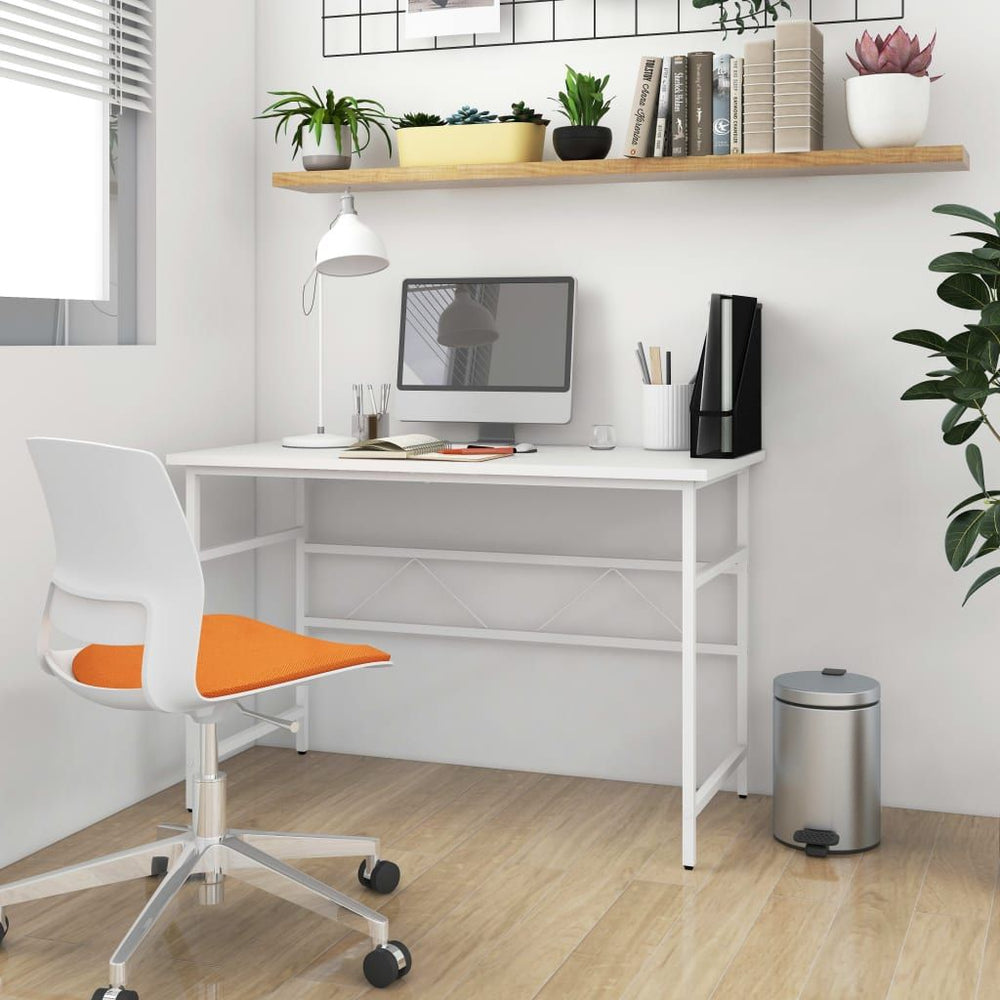 Kompiuterio stalas, baltos spalvos, 105x55x72cm, MDF ir metalas