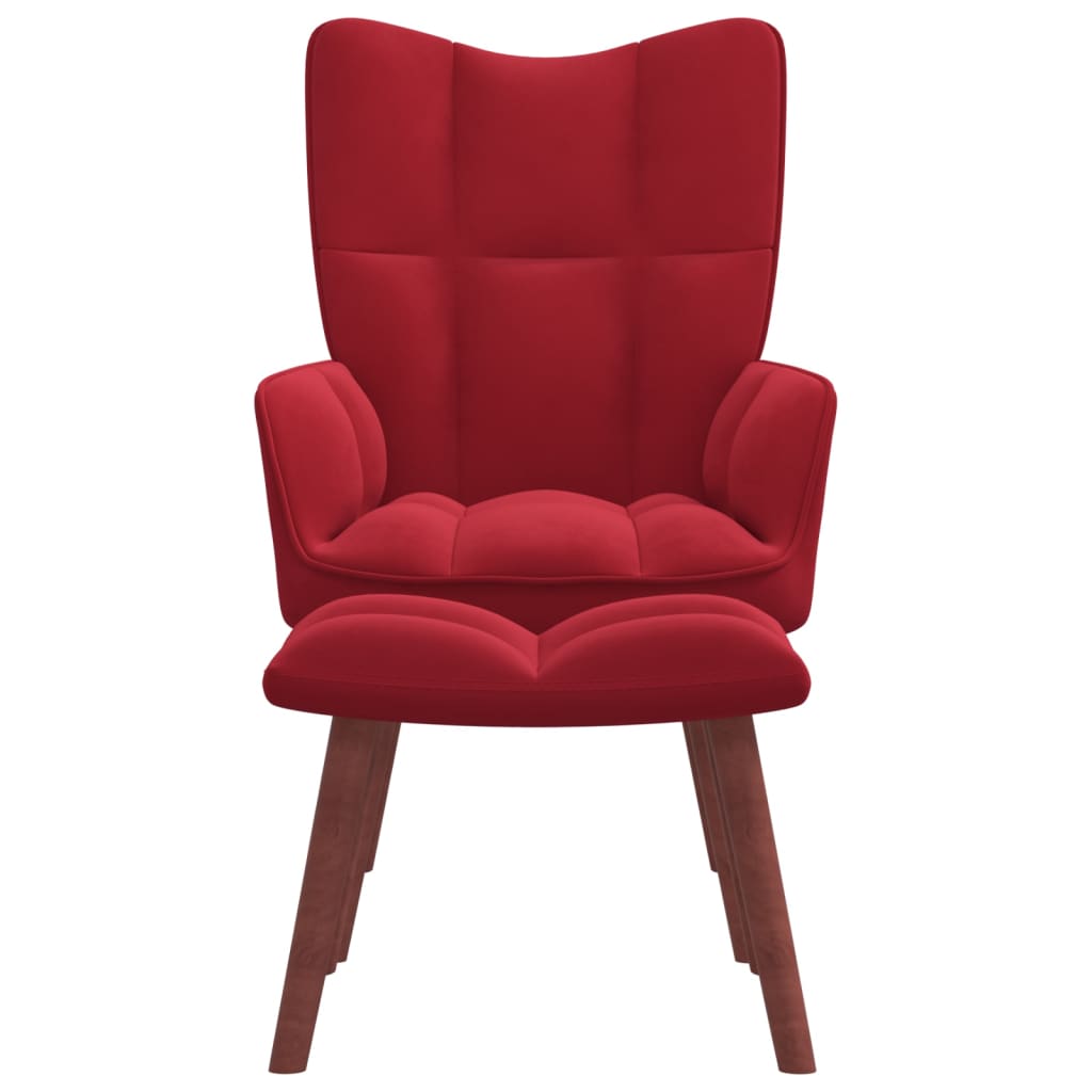 Poilsio kėdė su pakoja, raudonojo vyno spalvos, aksomas