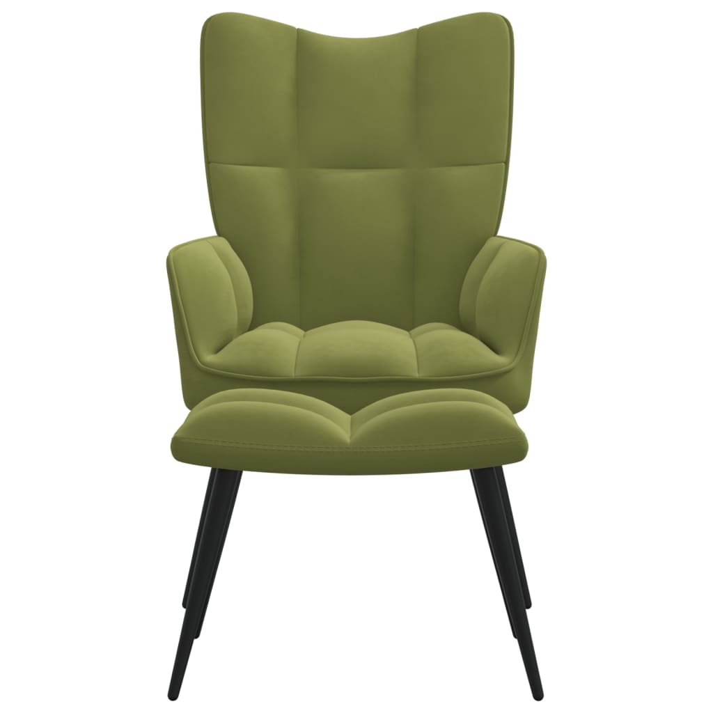 Poilsio kėdė su pakoja, šviesiai žalios spalvos, aksomas