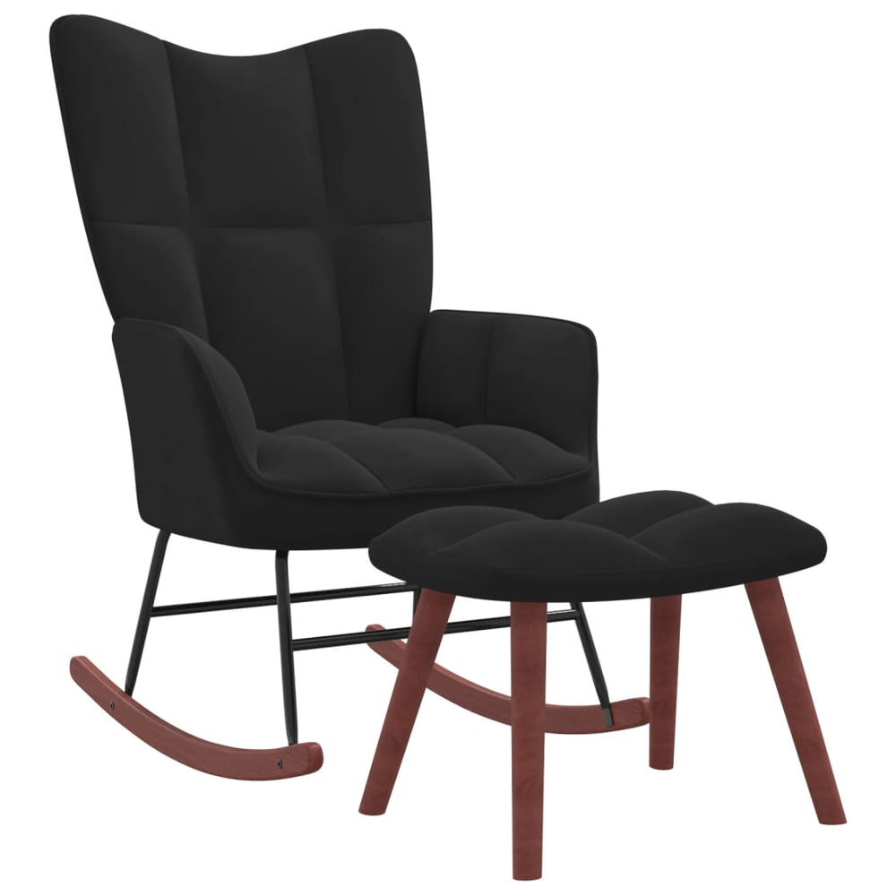 Supama kėdė su pakoja, juodos spalvos, aksomas
