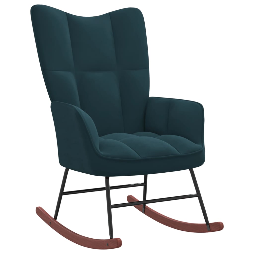 Supama kėdė su pakoja, mėlynos spalvos, aksomas