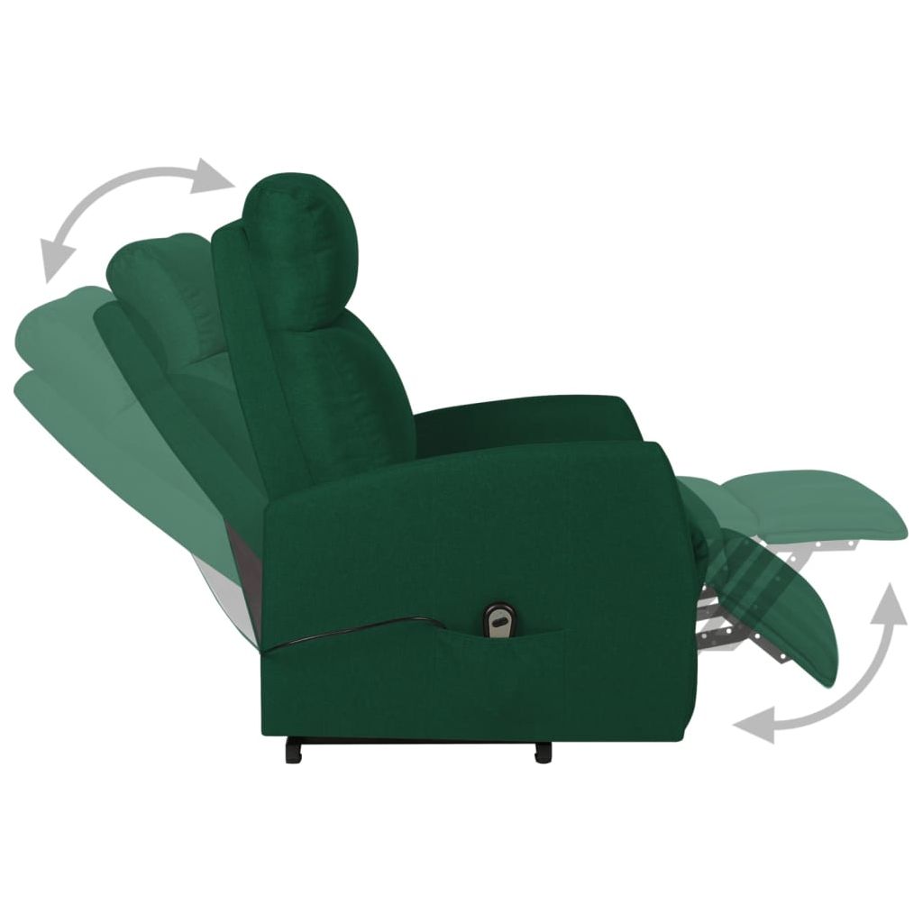 Atsistojantis atlošiamas krėslas, tamsiai žalias, audinys
