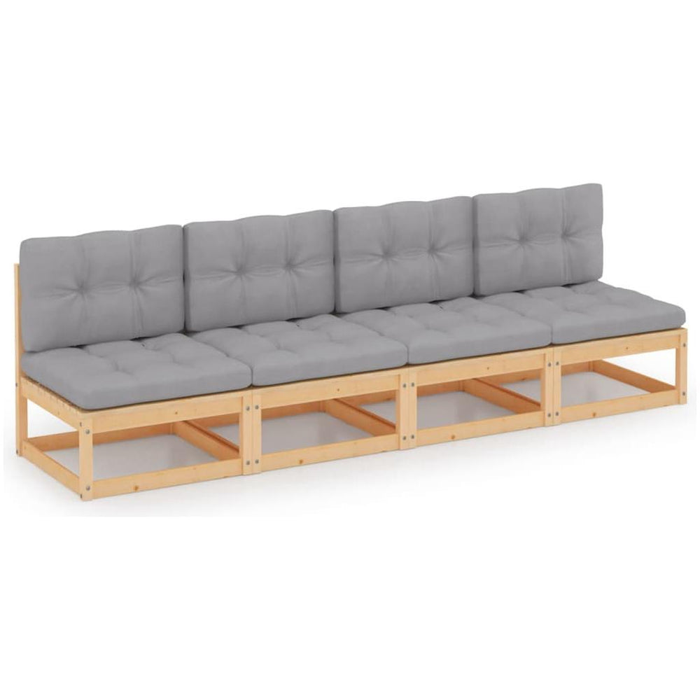 Keturvietė sofa su pagalvėlėmis, pušies medienos masyvas
