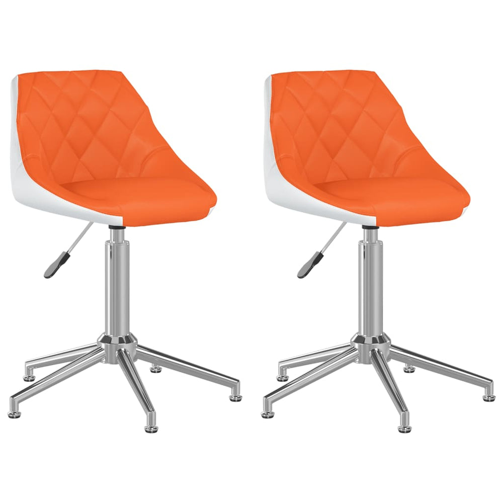 Valgomojo kėdės, 2vnt., oranžinės/baltos, dirbtinė oda