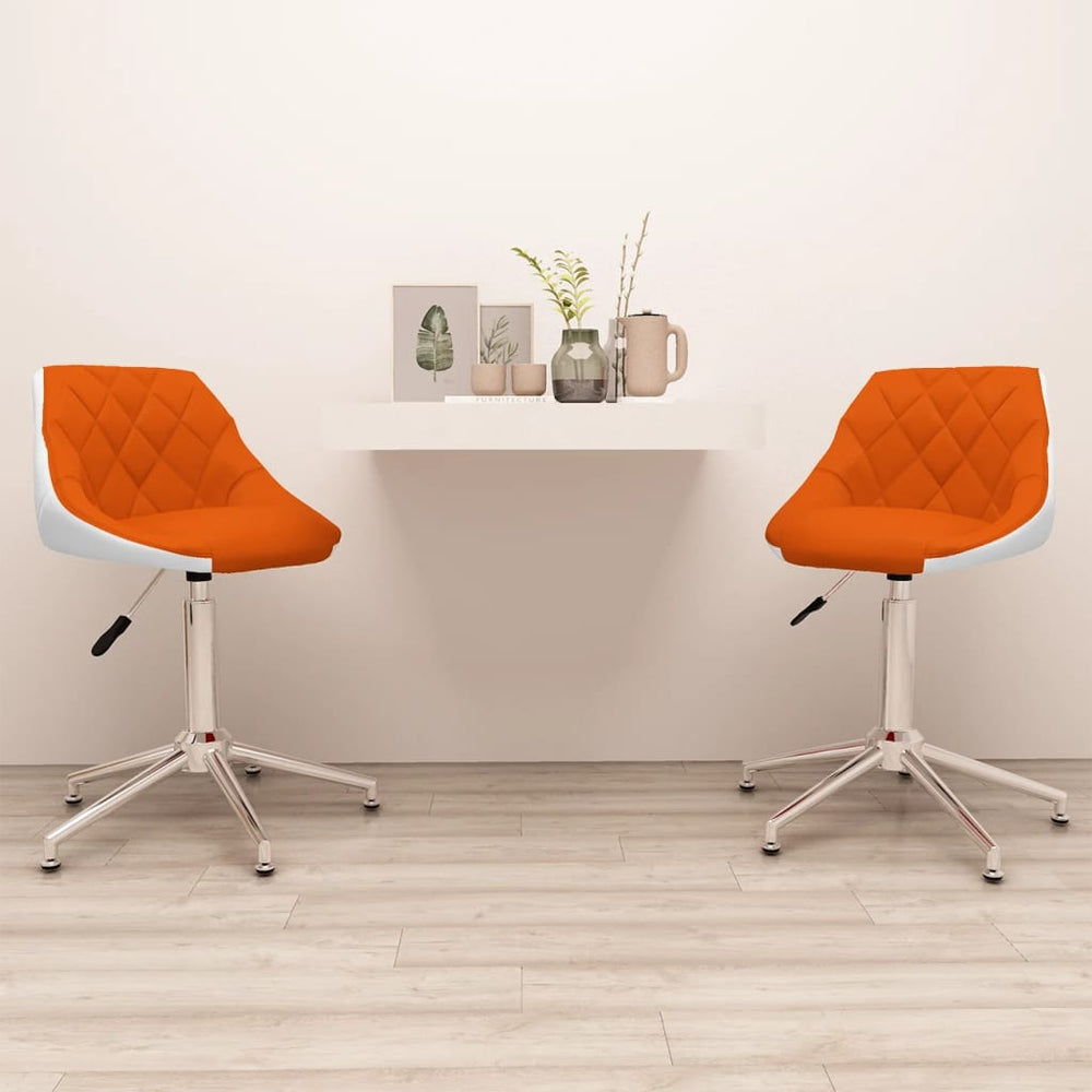 Valgomojo kėdės, 2vnt., oranžinės/baltos, dirbtinė oda