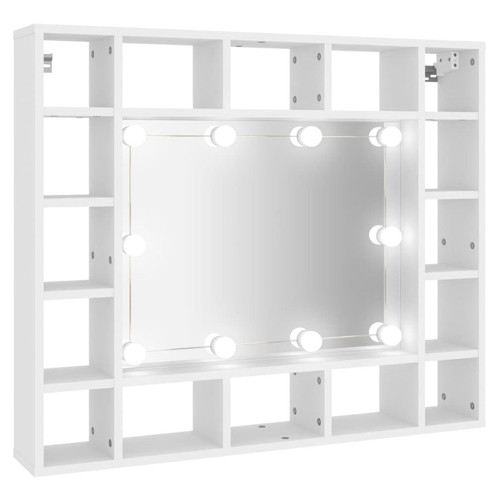 Veidrodinė spintelė su LED apšvietimu, balta, 91x15x76,5cm