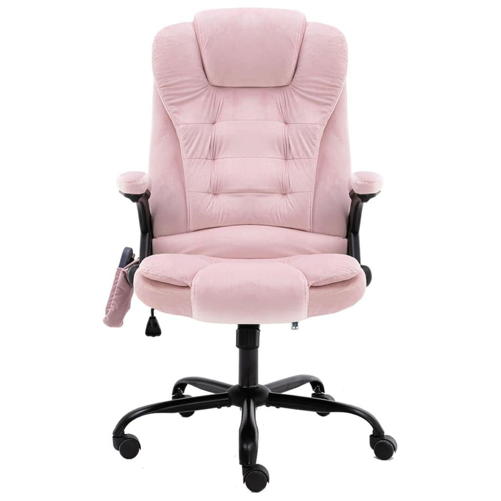 Masažinė biuro kėdė, rožinės spalvos, aksomas