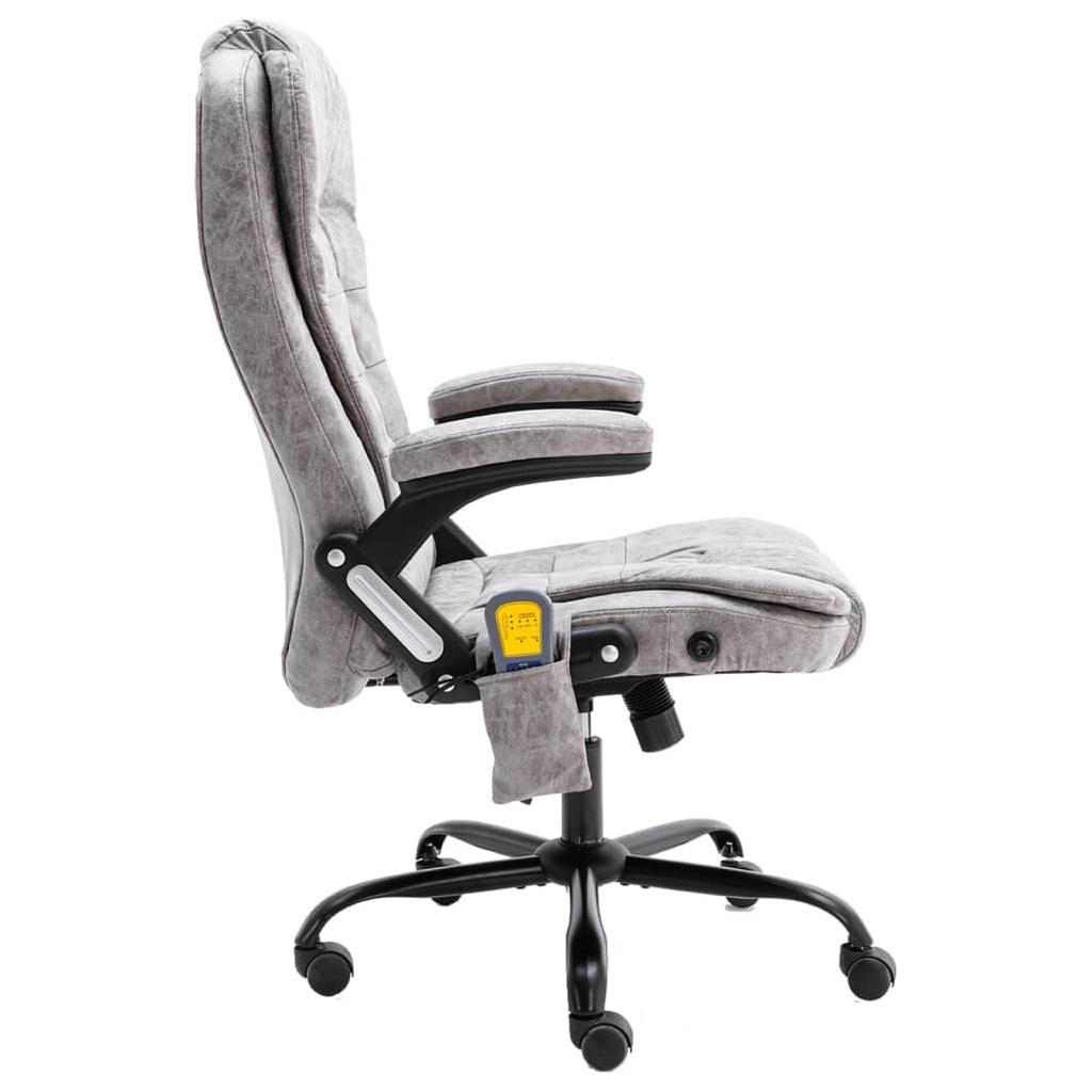 Masažinė biuro kėdė, šviesiai pilkos spalvos, dirbtinė oda
