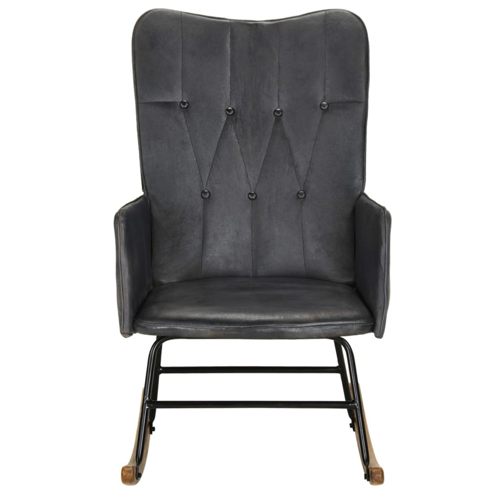 Supama kėdė, pilkos spalvos, tikra oda