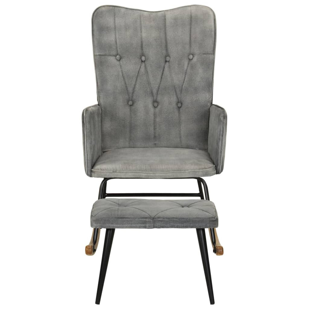 Supama kėdė su pakoja, pilkos spalvos, drobė, vintažinė