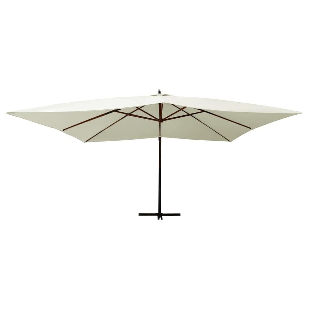 Gembinis skėtis su mediniu stulpu, smėlio baltas, 400x300cm