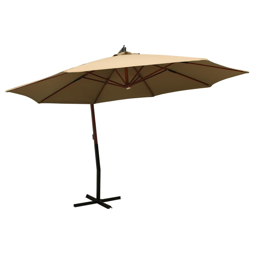 Pakabinamas skėtis su mediniu stulpu, taupe spalvos, 350cm