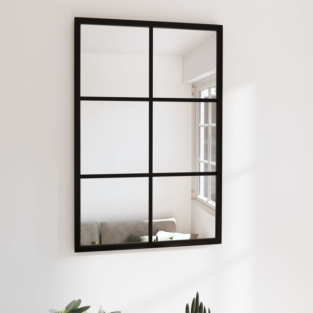 Sieninis veidrodis, juodos spalvos, 60x40cm, metalas