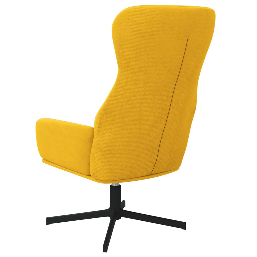 Poilsio kėdė su taburete, garstyčių geltonos spalvos, aksomas