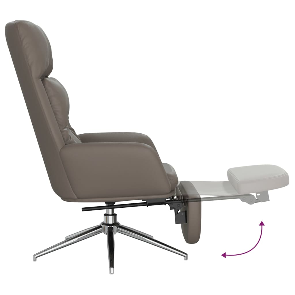 Poilsio kėdė su pakoja, pilkos spalvos, tikra ir dirbtinė oda