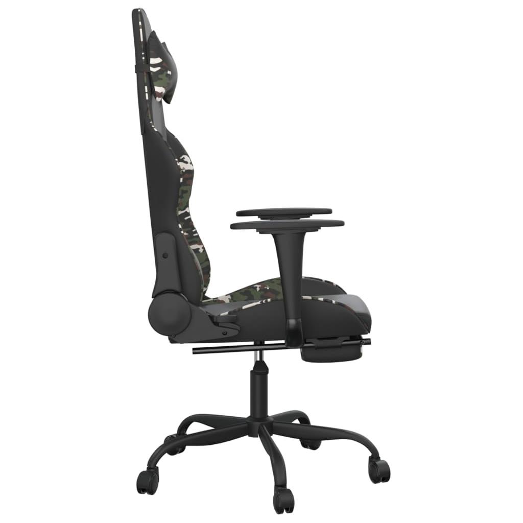 Masažinė žaidimų kėdė su pakoja, juoda/kamufliažinė, dirbtinė oda (34542)