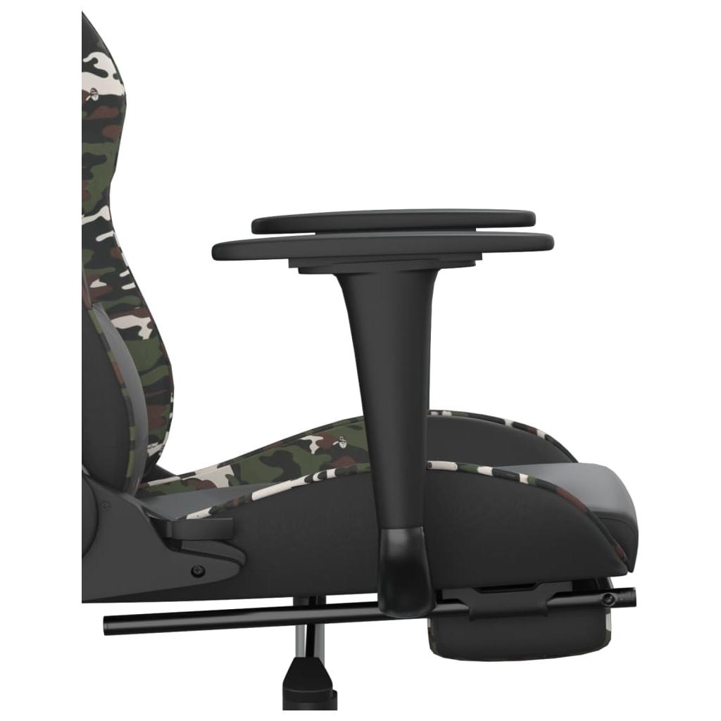Masažinė žaidimų kėdė su pakoja, juoda/kamufliažinė, dirbtinė oda (34542)