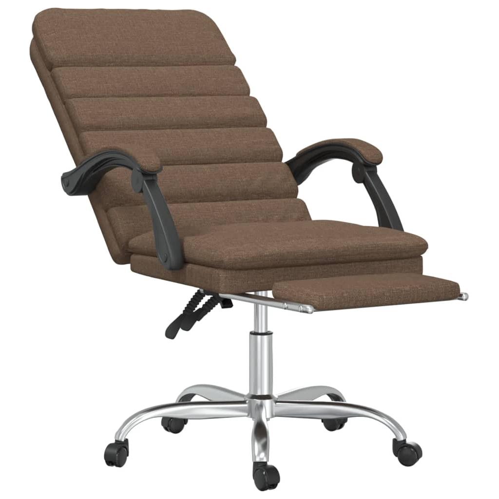 Atlošiama masažinė biuro kėdė su pakoja, rudos spalvos, audinys