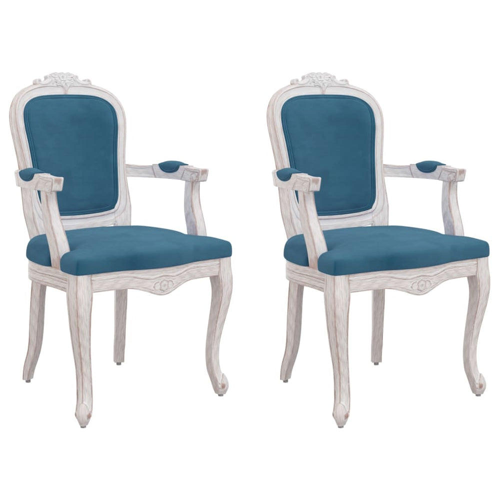 Valgomojo kėdės, 2vnt., mėlynos, 62x59,5x100,5cm, aksomas