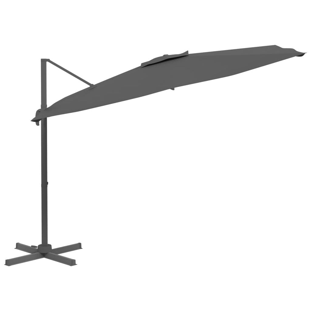 Gembės formos skėtis su LED, antracito spalvos, 400x300cm