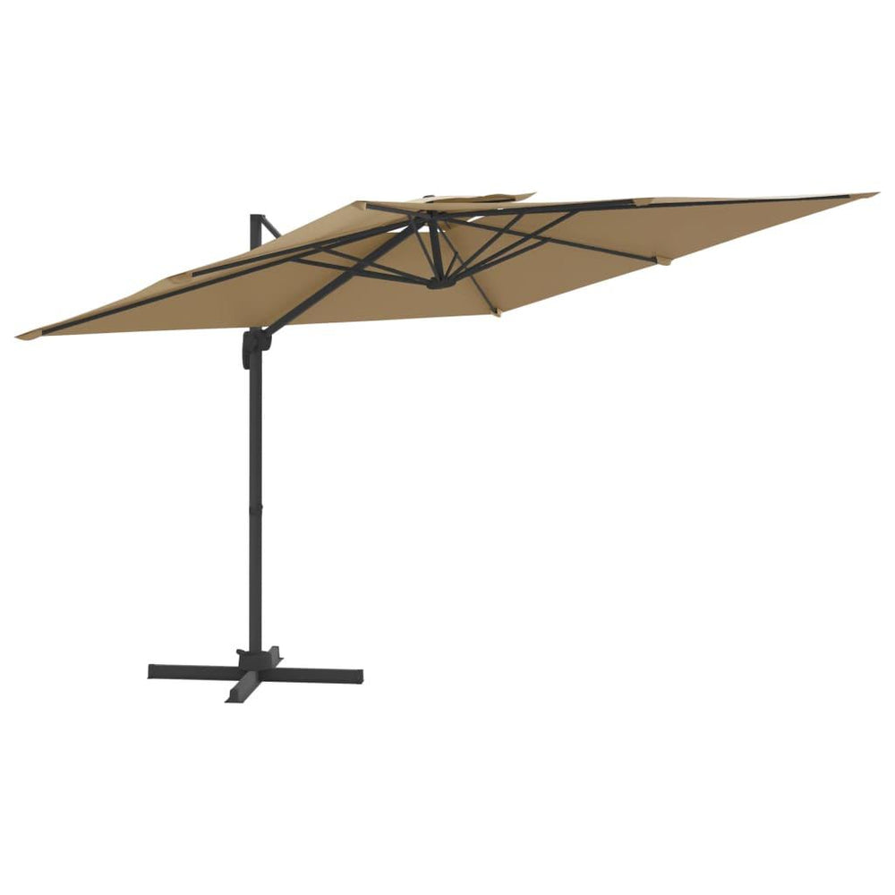 Gembės formos skėtis su dvigubu viršumi, taupe, 300x300cm