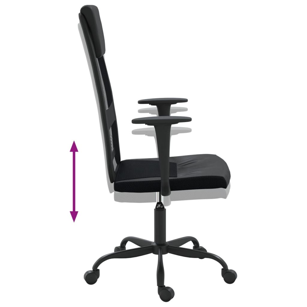 Biuro kėdė, juodos spalvos, tinklinis audinys ir dirbtinė oda