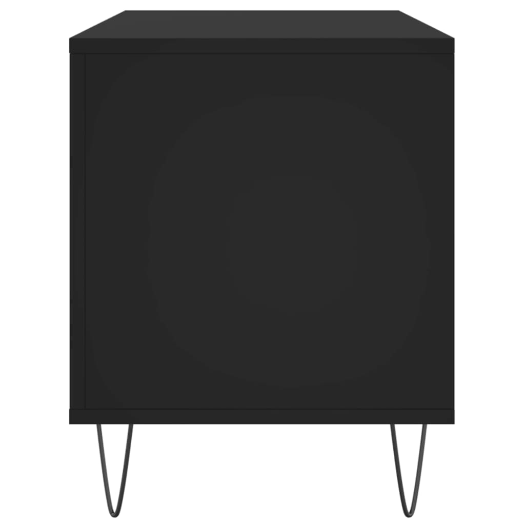 Vinilinių plokštelių spintelė, juoda, 100x38x48cm, mediena (83174-83175)