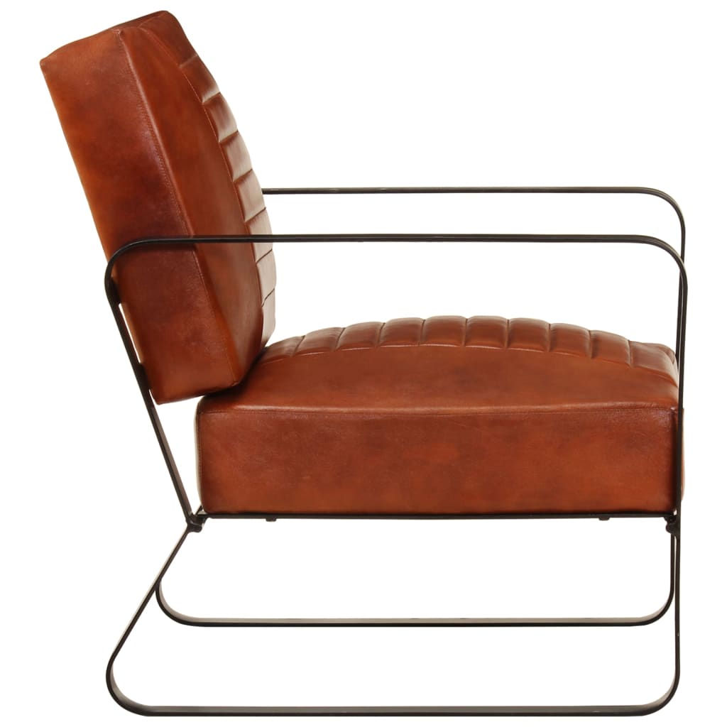Poilsio kėdė, rudos spalvos, 58,5x64x76cm, tikra oda