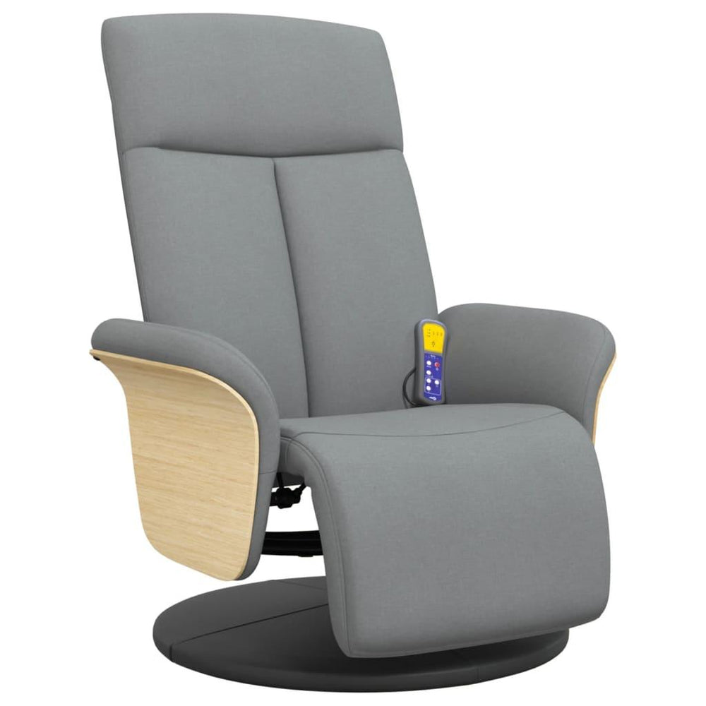 Atlošiama masažinė kėdė su pakoja, šviesiai pilka, audinys