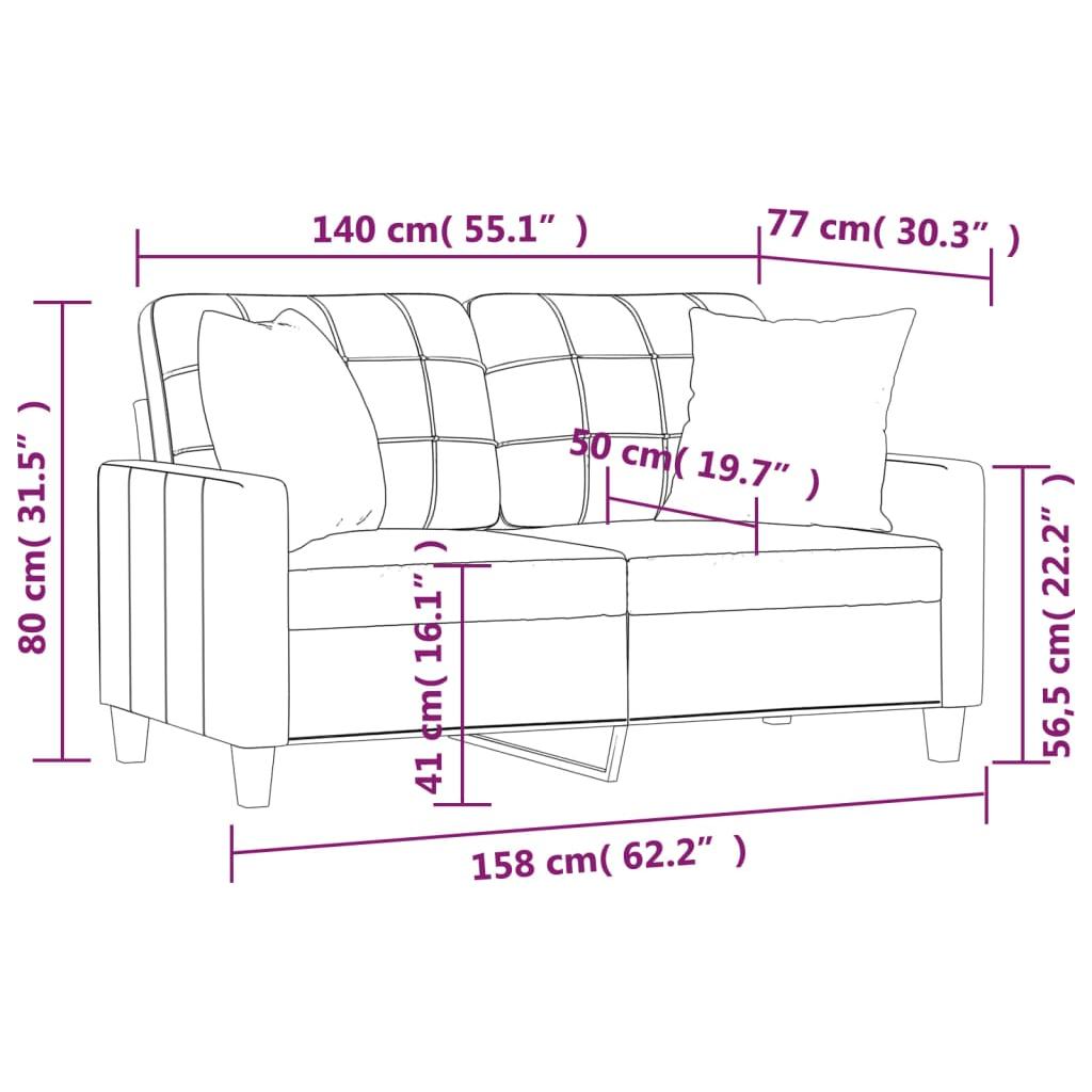 Dvivietė sofa su pagalvėlėmis, vyno, 140cm, dirbtinė oda