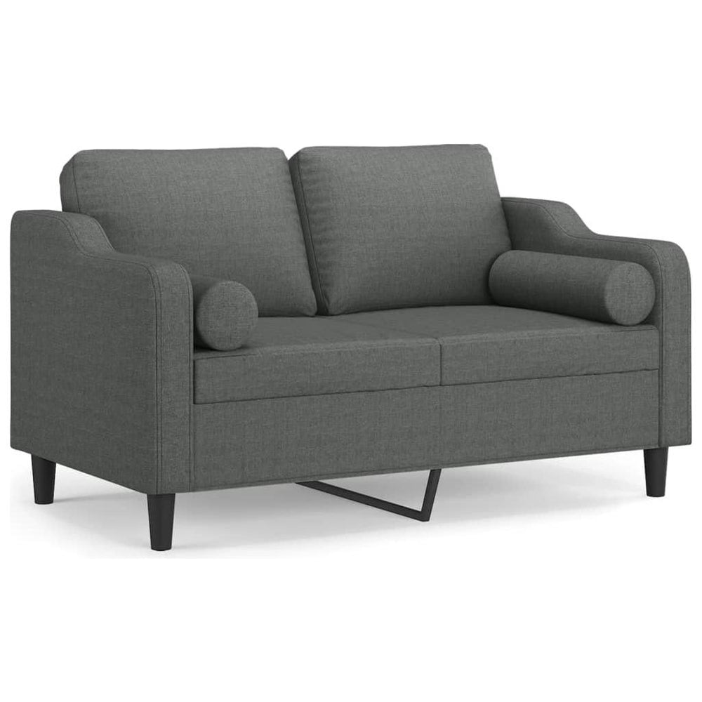 Dvivietė sofa su pagalvėlėmis, tamsiai pilka, 120cm, audinys