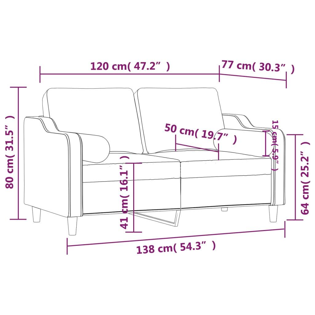 Dvivietė sofa su pagalvėlėmis, tamsiai pilka, 120cm, audinys