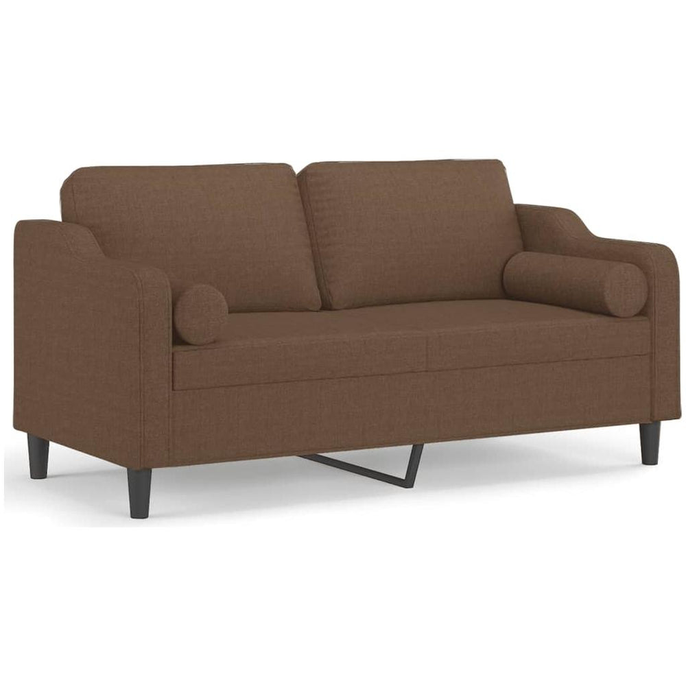 Dvivietė sofa su pagalvėlėmis, rudos spalvos, 140cm, audinys